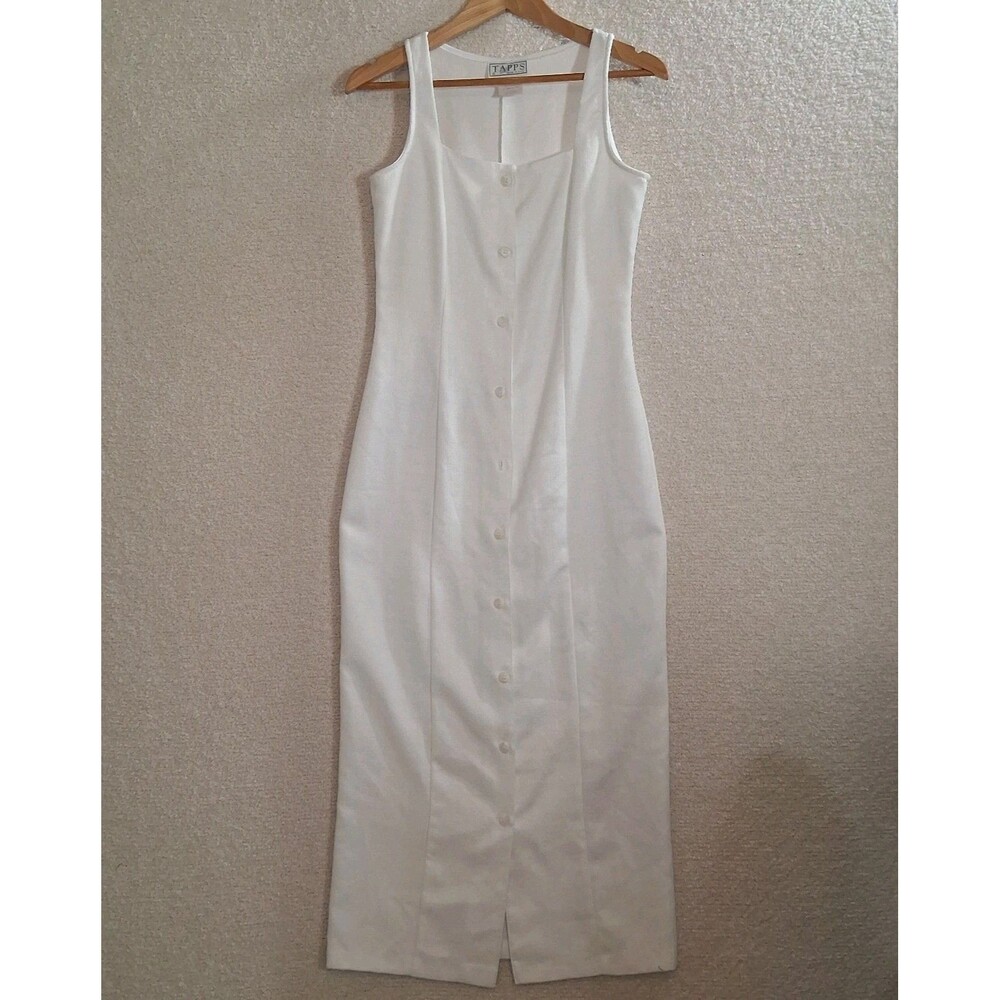 Vintage Button Down Maxi Dress Women Sz M 90s Retro Event Classic Sophisticated